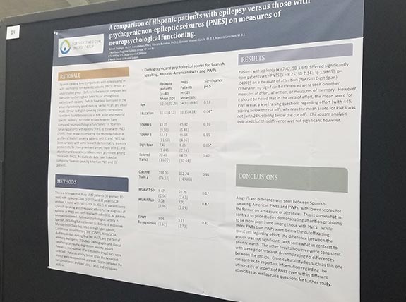 Dr. Robert Trobliger's poster on cognitive functions in Hispanic patients