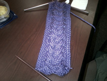 Ro's scarf is coming along beautifully